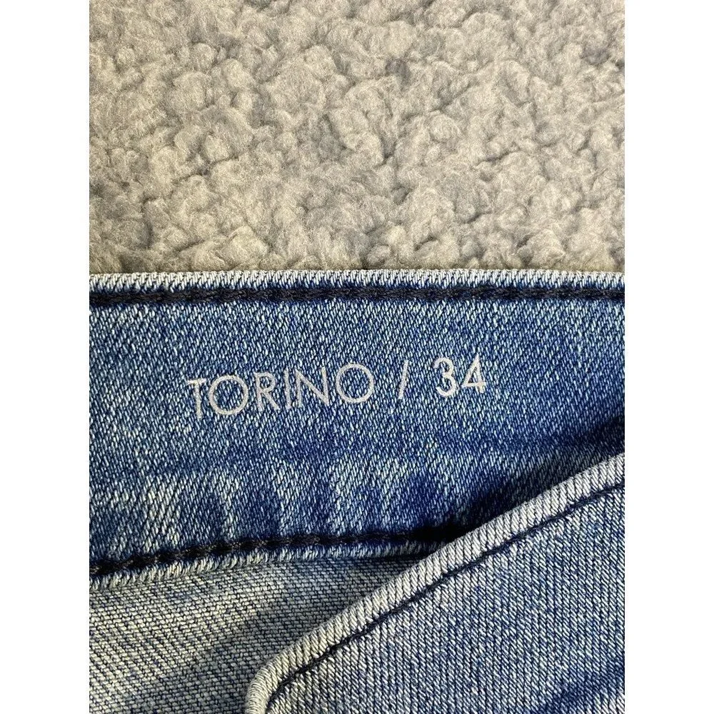 Fidelity Mens Torino Classic Straight Jeans Blue Stretch Light Wash Denim 34 New